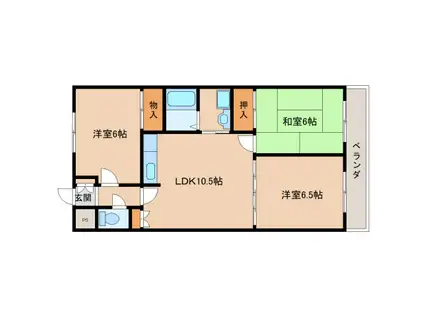 グランドール生駒(3LDK/2階)の間取り写真