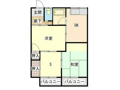 八雲アパート(2SDK/2階)の間取り写真