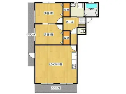 ヴェルフェリーク金池II(2LDK/4階)の間取り写真