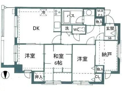 ロイヤルリバーレジデンス(3SDK/3階)の間取り写真