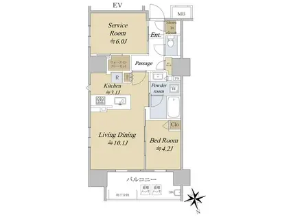 アクシルコート早稲田(1SLDK/8階)の間取り写真