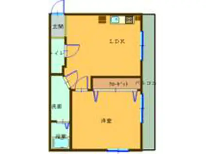 宇宿川平ビル(1DK/2階)の間取り写真
