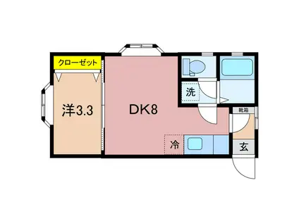 クレセントチャオ(1DK/1階)の間取り写真