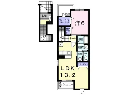 プリムローズ ガーデンI(1LDK/2階)の間取り写真