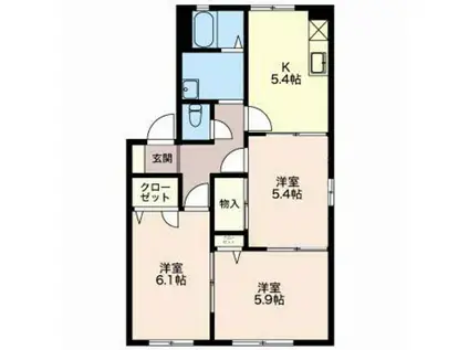 グランパルク(3K/1階)の間取り写真