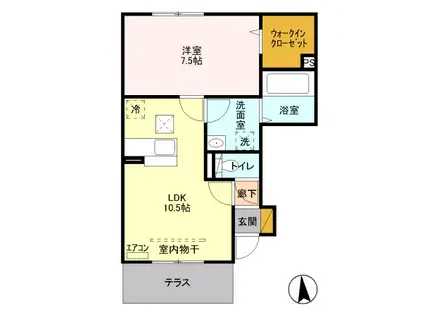 ソラーナ(1LDK/1階)の間取り写真