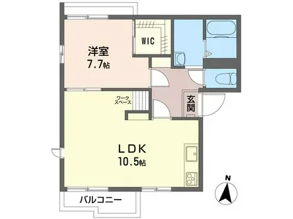 飯塚ハイツD(1LDK/1階)の間取り写真