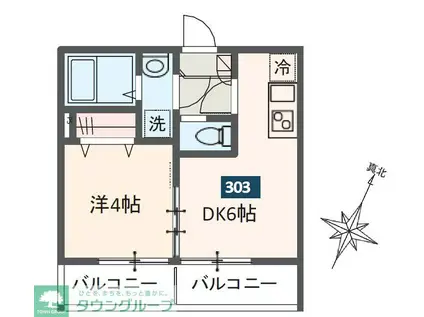 MELDIA大和田III(1DK/3階)の間取り写真