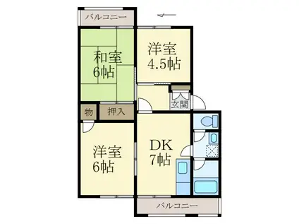 グリーンフルパレ(3DK/1階)の間取り写真