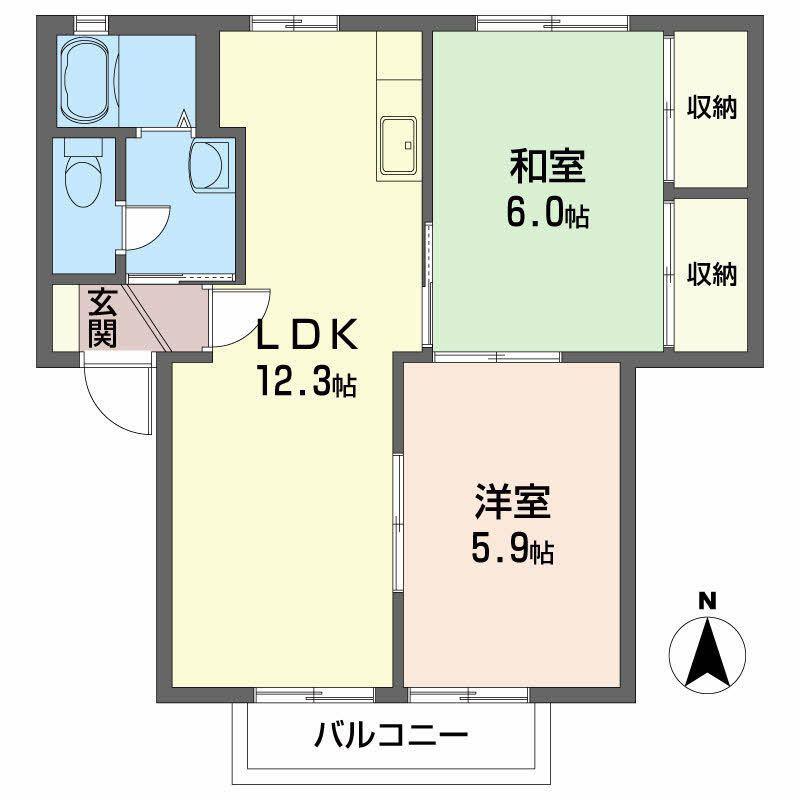 シャーメゾン大原A(2LDK/2階)の間取り写真