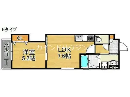 クリエオーレ安立(1LDK/1階)の間取り写真