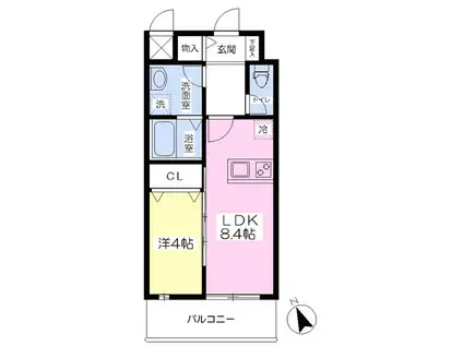サニーヒル旗崎(1LDK/3階)の間取り写真