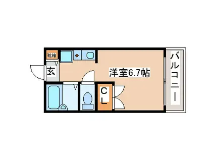 JR山陽本線 魚住駅 徒歩43分 2階建 築30年(ワンルーム/2階)の間取り写真