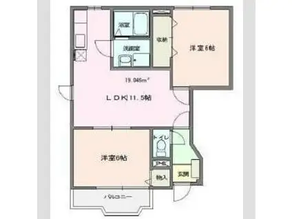 ユーロパレスII(2LDK/1階)の間取り写真