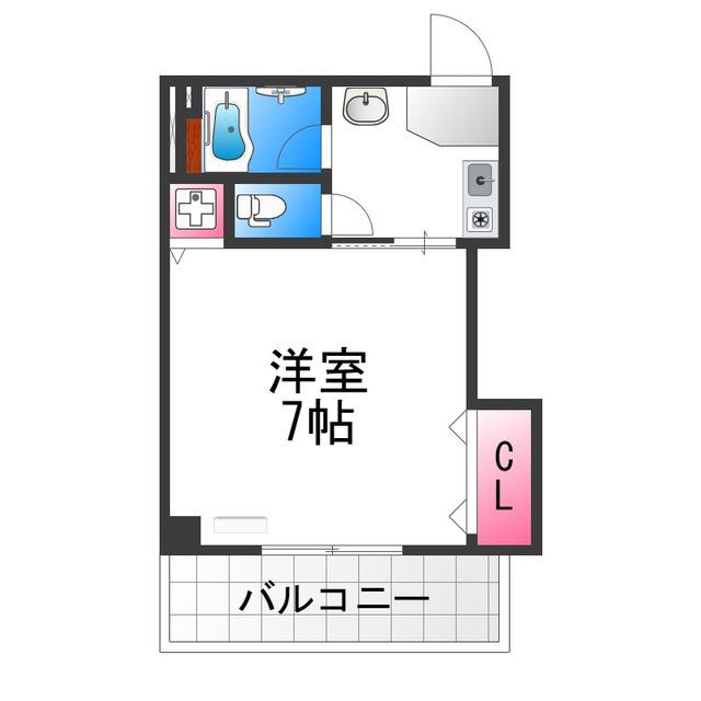 メープルコート(1K/4階)の間取り写真