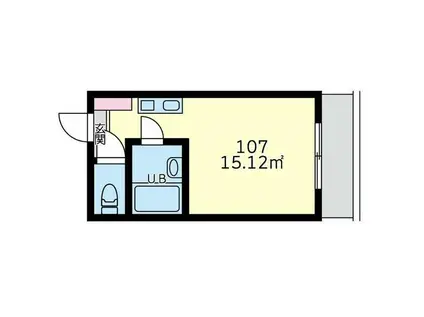 マリンコート浜須賀(ワンルーム/1階)の間取り写真