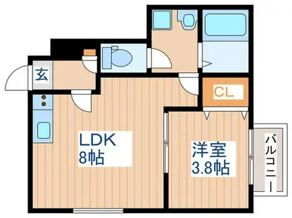 WELLS長町東(1LDK/1階)の間取り写真