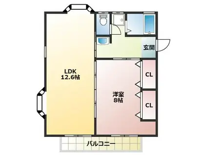 ラ・グランブルーB(1LDK/1階)の間取り写真