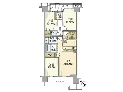 エールガーデン(3LDK/10階)の間取り写真