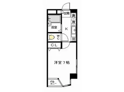 K´S BLD(1K/5階)の間取り写真