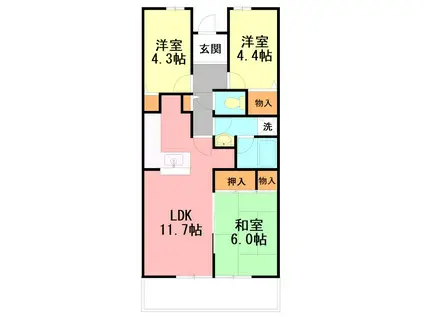 ヒルズ南戸塚3号棟(3LDK/3階)の間取り写真