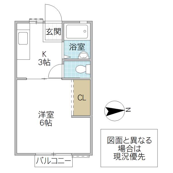 見上げる空とケセラセラ(1K/1階)の間取り写真