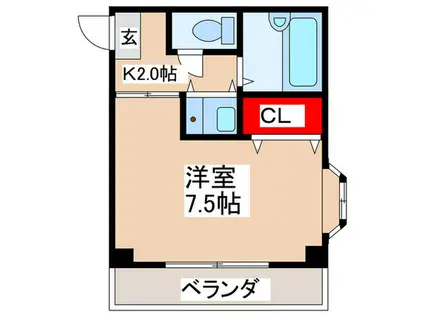 ジュネス絹田III号館(1K/4階)の間取り写真