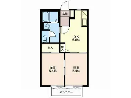 ヴェルドミールA(2DK/1階)の間取り写真