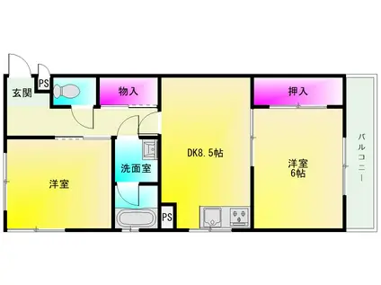 ドリーム7ハイツ(2LDK/3階)の間取り写真