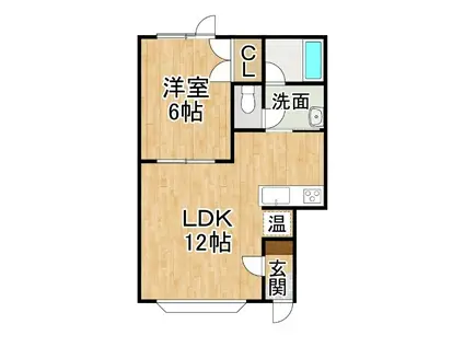 PLUSI(1LDK/1階)の間取り写真