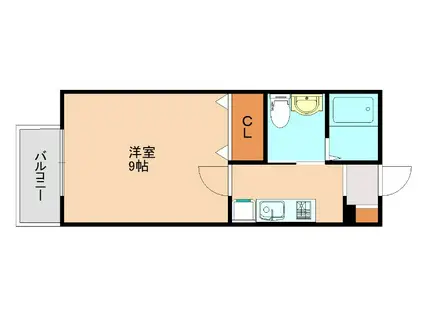 福岡市南区共同(1K/2階)の間取り写真