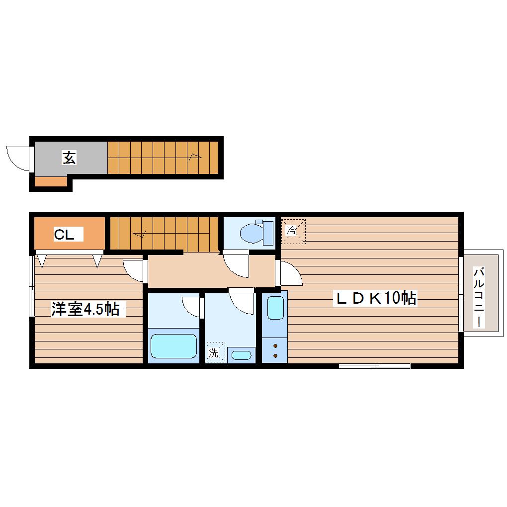 RETINA河原町II(1LDK/2階)の間取り写真