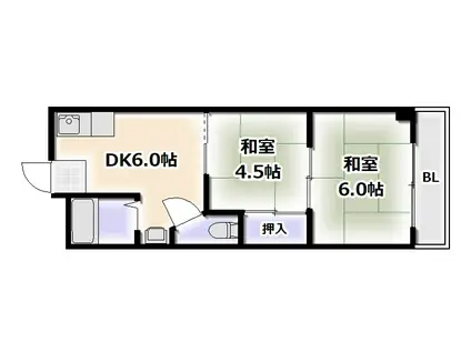 ブルースカイ(2DK/3階)の間取り写真