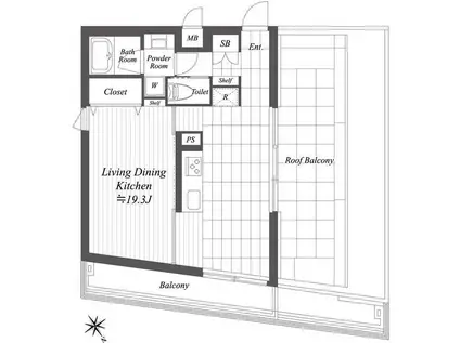 グランデュオ若林Ⅴ(1LDK/4階)の間取り写真
