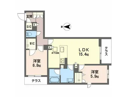 シャーメゾン フェリーチェ 一部子育てグリーン(2LDK/1階)の間取り写真