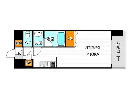 オルフェア鶴ヶ丘駅前(1K/9階)の間取り写真