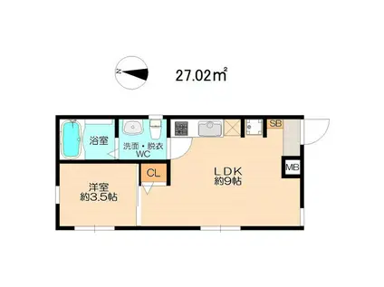 ソリッド新栄(1LDK/1階)の間取り写真