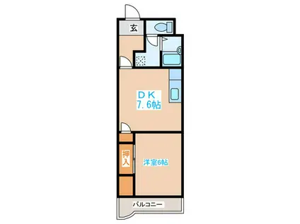 アートサイドテラス(1DK/10階)の間取り写真