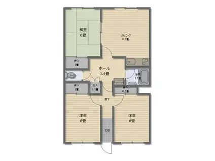 グリーンドロップハイツ(3DK/2階)の間取り写真