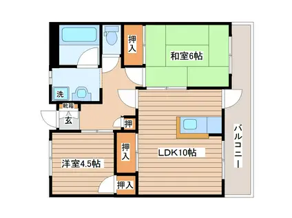 ホワイトビル(2LDK/4階)の間取り写真