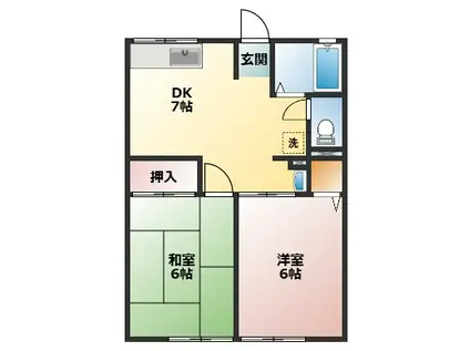 シティハイムエスポワールA(2DK/1階)の間取り写真