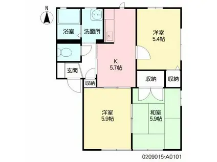 ディアスオーク(3K/1階)の間取り写真