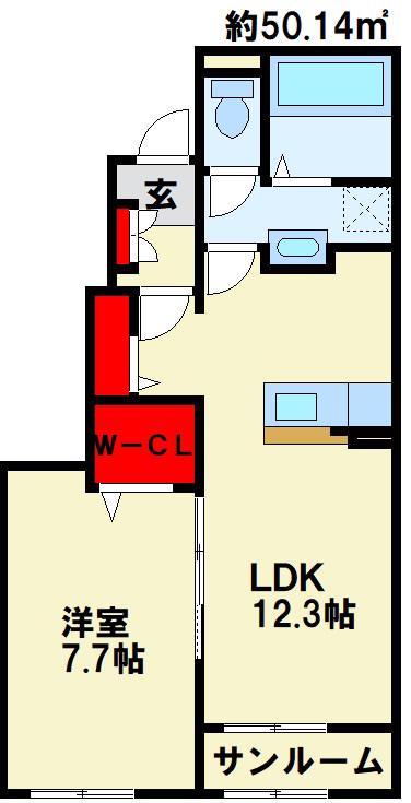 フォルト I(1LDK/1階)の間取り写真