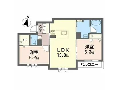 ラ メゾン クレール(2LDK/2階)の間取り写真