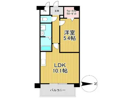 ラフレシーサ医大通(1LDK/4階)の間取り写真