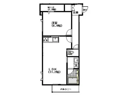 レフィナード(1LDK/2階)の間取り写真
