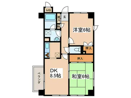 近藤ビル(2DK/10階)の間取り写真