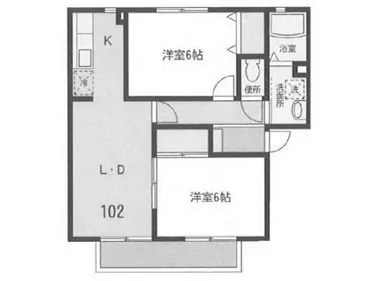 ハイツタチバナ(2LDK/1階)の間取り写真