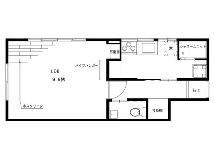 カーサローサ(1K/1階)の間取り写真
