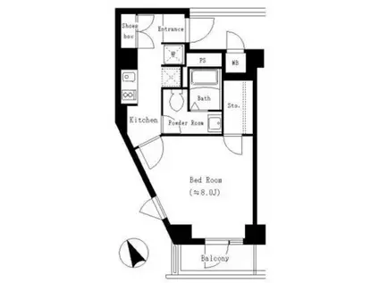 BRILLIANT YEBISU ブリリアント恵比寿(1K/3階)の間取り写真